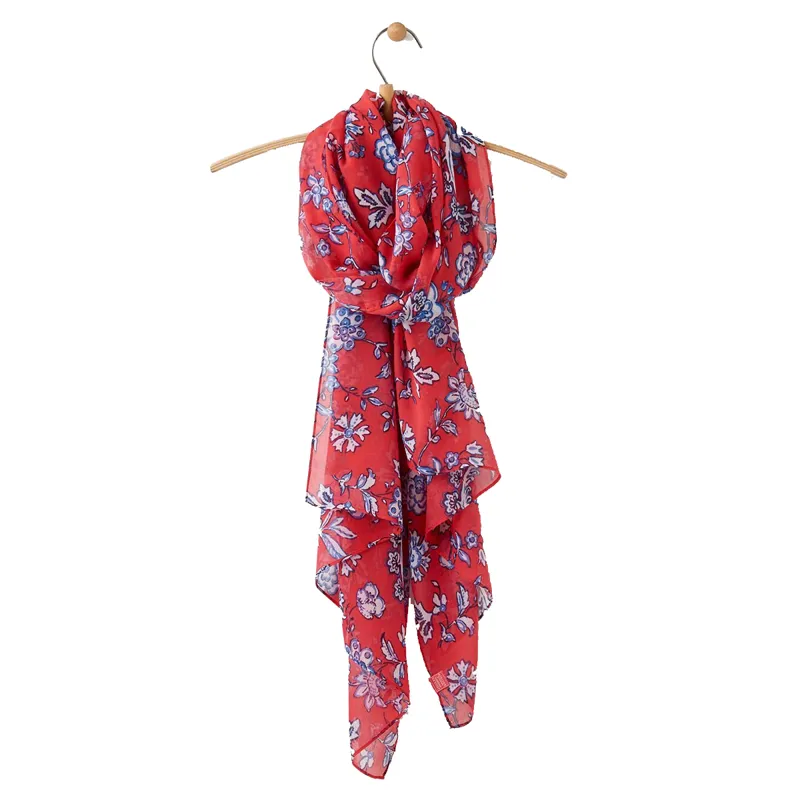 Joules Wensley Lightweight Printed Scarf - Red Sky Indienne Floral
